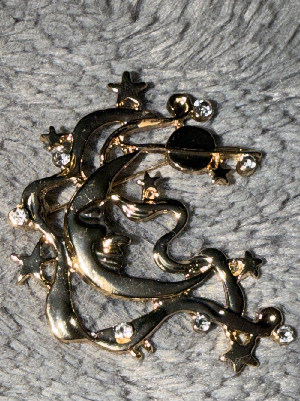 Gold-Tone Moon & Stars Brooch Pin - Women Jewelry